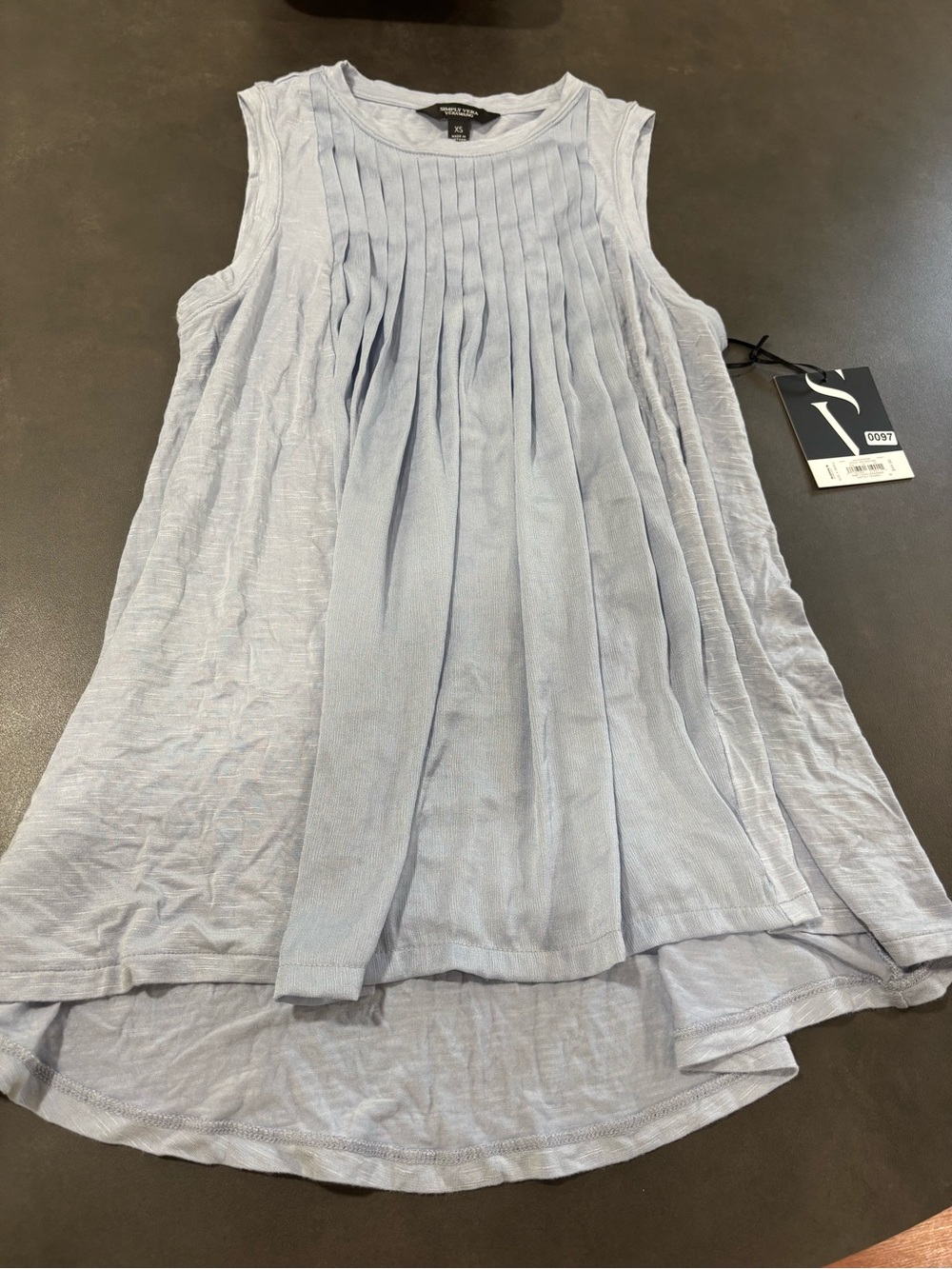Simply Vera Vera Wang Light Blue Pleated Sleeveless Top